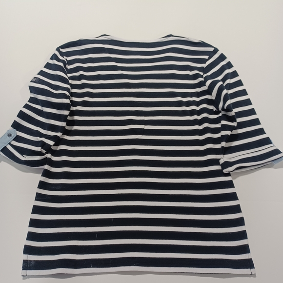 Hublot Black and White Striped Nautical Shirt with Light Blue Collar - Picture 5 of 6